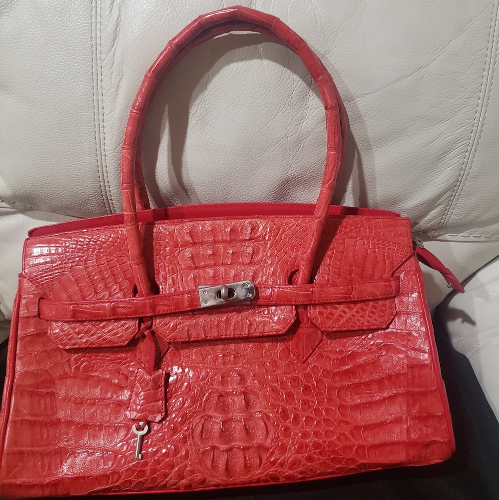 Authentic Crocodile Skin Leather Handbag